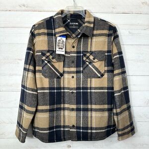 Dakine L/XL Flannel Shirt Jacket • Fleece Lined • Blue Tan Plaid • NWT